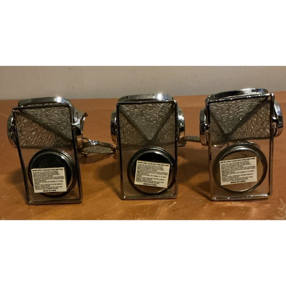 Set Of 3 Textured‎ Glass Angel Figurine Tealight Holder Holding Instruments - Picture 14 of 14